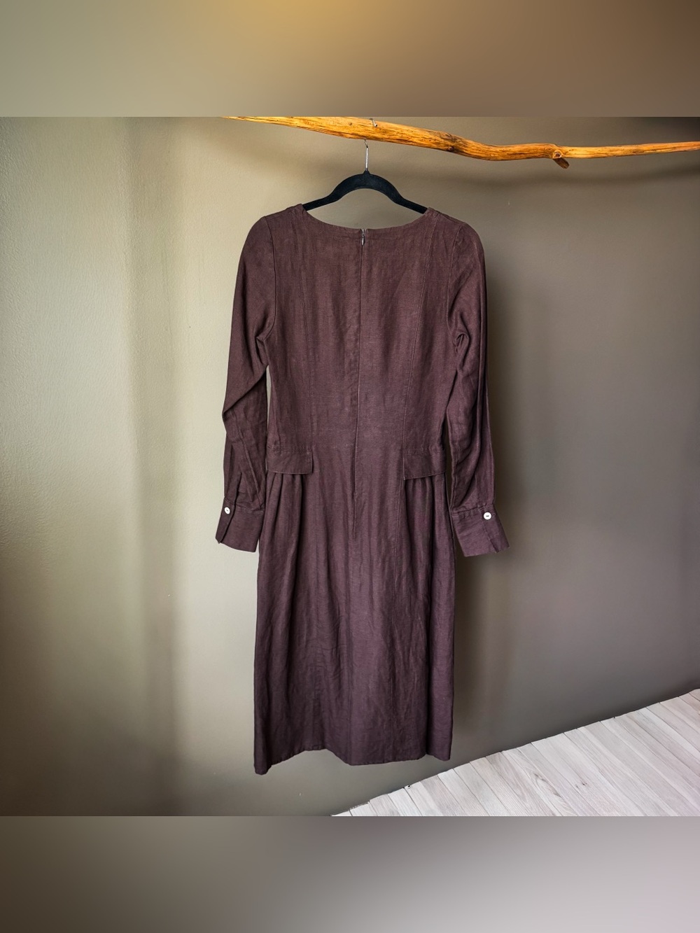 Washed Chocolate Color linen dress - Picture 7 of 9